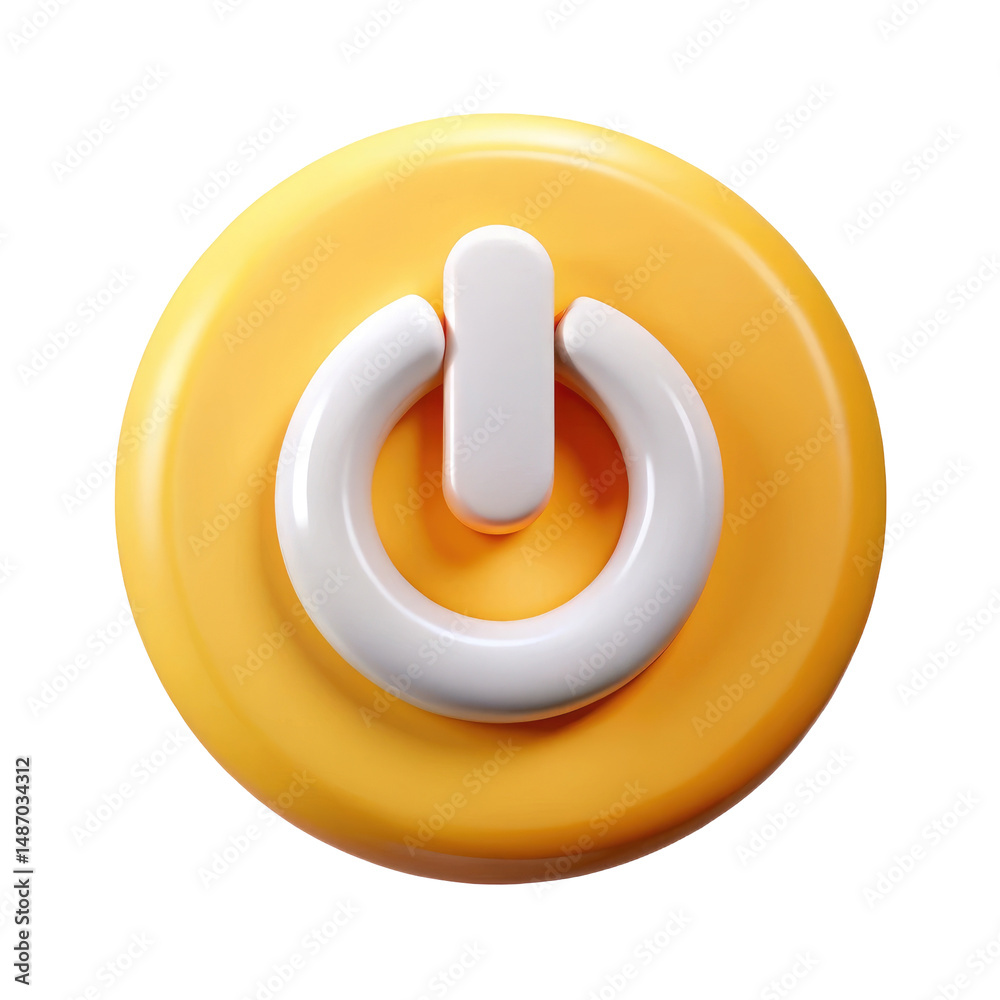 Canvas Prints power button 3d icon in plastic style isolated on transparent white background, clipping path