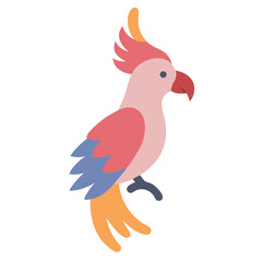 Stylized cockatoo illustration isolated on black background, parrot drawing