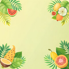 Tropical Fruit and Leaf Frame – Summer Vibes