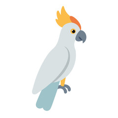 Flat illustration of sulphur crested cockatoo against a black background