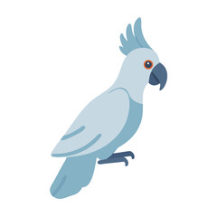 Stylish cockatoo illustration with pale blue coloring and black background