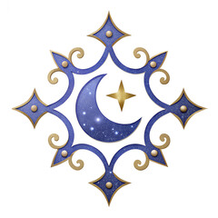 Vector Christmas illustration of a gold star with blue stars design