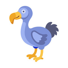 Cartoon dodo bird illustration standing against black background © Sharuzzaman