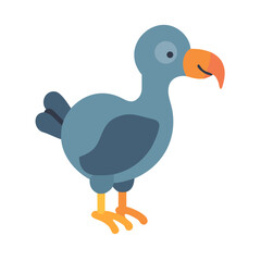 Cartoon flat illustration of a Dodo bird on black