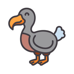 Cartoon Dodo Bird Illustration Against Black Background © Sharuzzaman