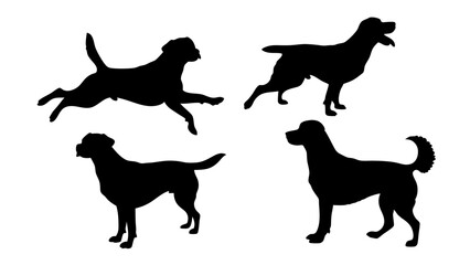 set of dog different pose silhouette vector
