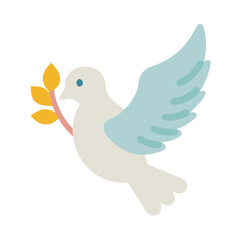 Dove with olive branch on a black background illustration