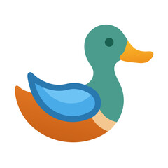 Simple Cartoon Duck Illustration on Black Background, Minimalist Style