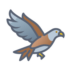 Stylized eagle illustration with outlined features and muted tones
