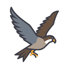 Flat design illustration of a hawk in flight