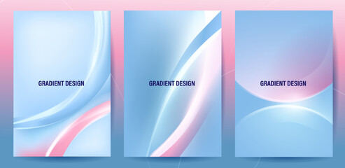 Fototapeta premium Modern Gradient Abstract Cover Templates - Blue Pink Wave Design Set