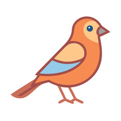 Flat Vector Orange Bird Illustration on Black Background