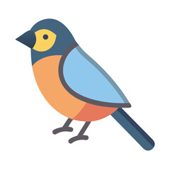 Minimalist illustration of a colorful bird against black background