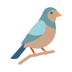 Simple Illustration of a Blue Bird Perched on Branch
