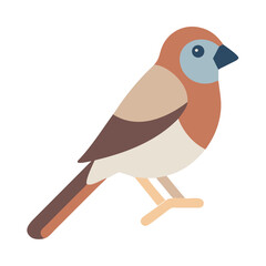Minimalist flat design illustration of a small bird icon