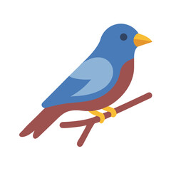Blue bird perched on a branch graphic illustration