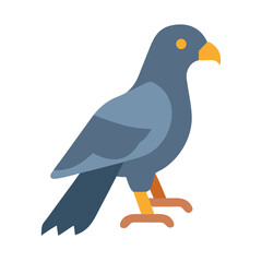 Stylized blue bird graphic with bright beak on black