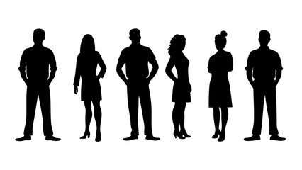 set of a group of standing business people