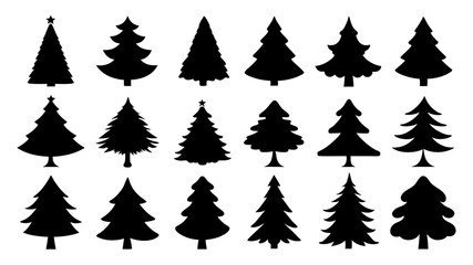 Obraz premium set of xmas tree silhouette vector on tranparent background