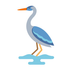 Obraz premium Flat design illustration of a heron wading in water