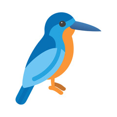 Minimalist bird illustration of kingfisher in shades of blue