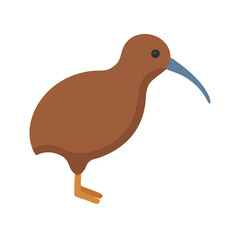 Flat design kiwi bird isolated on a black background