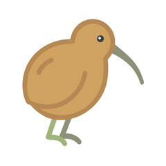 Stylized Kiwi Bird Illustration on Black Background