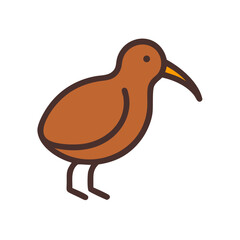 Stylized kiwi bird illustration isolated on black background