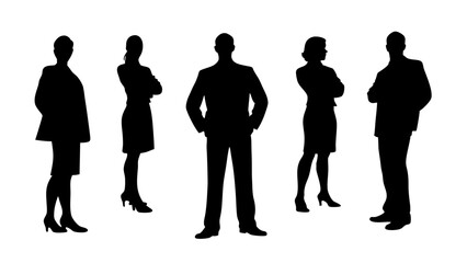 set of a group of standing business people