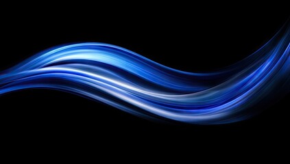 Abstract flowing blue waves on black background