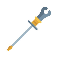 Stylized icon of a screwdriver with a wrench attachment