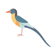 Fototapeta premium Stylized Bird Illustration with Geometric Shapes and Long Tail