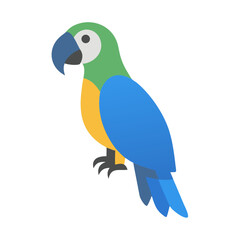 Stylized illustration of a blue and gold macaw parrot