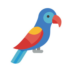 Colorful cartoon parrot vector illustration on a black background