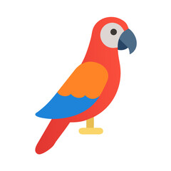Flat vector illustration of a macaw parrot on black background
