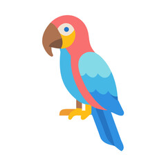 Colorful flat vector illustration of a stylized macaw parrot