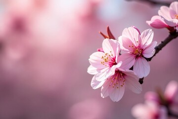 Fototapeta premium Delicate pink sakura blossoms, full bloom, soft petals , graphic, japan, design