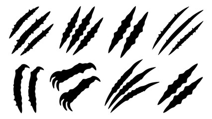set of black claws scratches animals silhouette