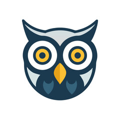 Flat design cartoon owl portrait on solid black background