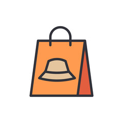 Stylish Summer Hat Shopping Bag Icon For Fashionable Beachwear Store
