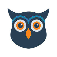 Abstract minimalist owl illustration head on black background design