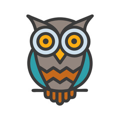 Stylized Owl Illustration with Flat Design and Bold Colors