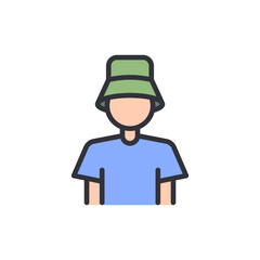 Person Wearing A Bucket Hat With Stylish And Modern Look Design