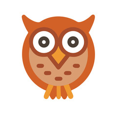 Flat design owl illustration on a black background