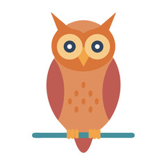 Stylized owl perched on branch vector illustration image