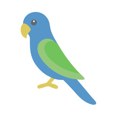 Blue and green parrot illustration on solid black background