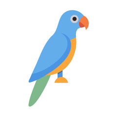 Flat design illustration of a colorful parrot on black background