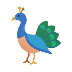 Obraz premium Stylized peacock illustration with blue and green feathers isolated