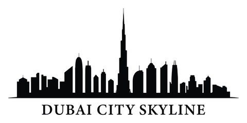 Naklejka premium Silhouette of the Dubai City skyline vector art