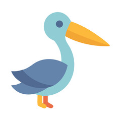 Stylized pelican illustration with simple geometric shapes on black